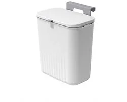 9L Prullenbak - Hangen en Staan - Afvalbak - Wit - GFT Prullenbak - Geen Geur - Goed Sluitende Deksel