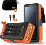 OUD Journeyz Solar Powerbank - 30000 mAh - Powerbank Zonneenergie - 6 Ingebouwde kabels - Apple & Android - Noodpakket - Outdoor - Zaklamp - Meerdere Apparaten - Solar Charger - Meerdere manieren om op te laden - Inclusief gratis digitale opbergtas
