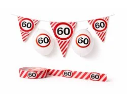 3BMT® 60 jaar Verjaardag Versiering - Pakket - Slinger, Ballonnen en Afzetlint