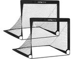 Living Nine - Voetbaldoeltjes - 120x80cm - Set van 2 - Zwart - Met Draagtas - Voetbalgoal - Goal - Voetbaldoel - Groot - Voor Kinderen - Voetbaldoelen - Goaltje