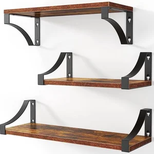Living Nine Wandplanken/Wandrekken Set 3 Stuks - Hout - Zwevend - Wandplank/Wandrek - Verschillende groottes - Decoratief - Rustiek - Slaapkamer, Woonkamer, Kantoor