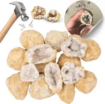 Partizzle 25x Ruwe Bergkristral Geodes - Zelf Open Maken - Kristallen / Edelstenen Mineralen Maken - Uitdeelcadeautjes Voor kinderen - Grabbelton Traktatie Cadeautjes - Medium 2/4 cm