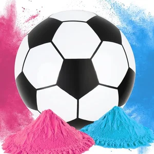Partizzle Gender Reveal Voetbal - Met Roze & Blauwe Poeder - Babyshower Versiering - Boy or Girl Party - Alternatief Rookbom & Rookkanon - Plastic