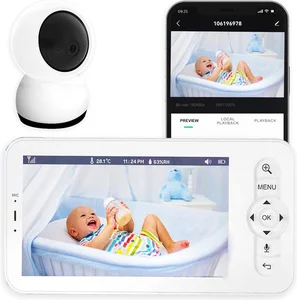 AngelTech Babyfoon Deluxe – Babyfoon Met Camera en App - Baby Monitor – Met 12.7cm Haarscherp HD Display & gratis App - Baby Camera