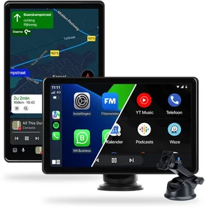 SwayTosh Carplay Scherm FlipView - Apple Carplay & Android Auto (Draadloos) - 8 Inch - Touchscreen - 2025 – Verticaal en Horizontaal - Navigatiesysteem Auto - Android Auto Scherm - Autoradio met Bluetooth - Apple Carplay Scherm
