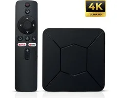 Android TV Box 4K Chromecast Streaming Box met WiFi Bluetooth Incl. Google assistant- Google streaming