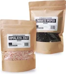 Biologische Zwarte Peperkorrels en Himalaya Zout Pakket - 300 Gram Peper en 900 Gram Zout - GMO-vrij | De Biologische Kruidenier