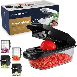 Kitchen Royal® - Mandoline Groentesnijder – Slicer Dicer Frietsnijder – Uiensnijder met spiraalsnijder - Zwart